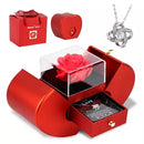 Caixa De Presente Com Design De Rosa Para Colar/Anéis- ideal para Guarda ou dar de presente + par de brincos de BRINDE