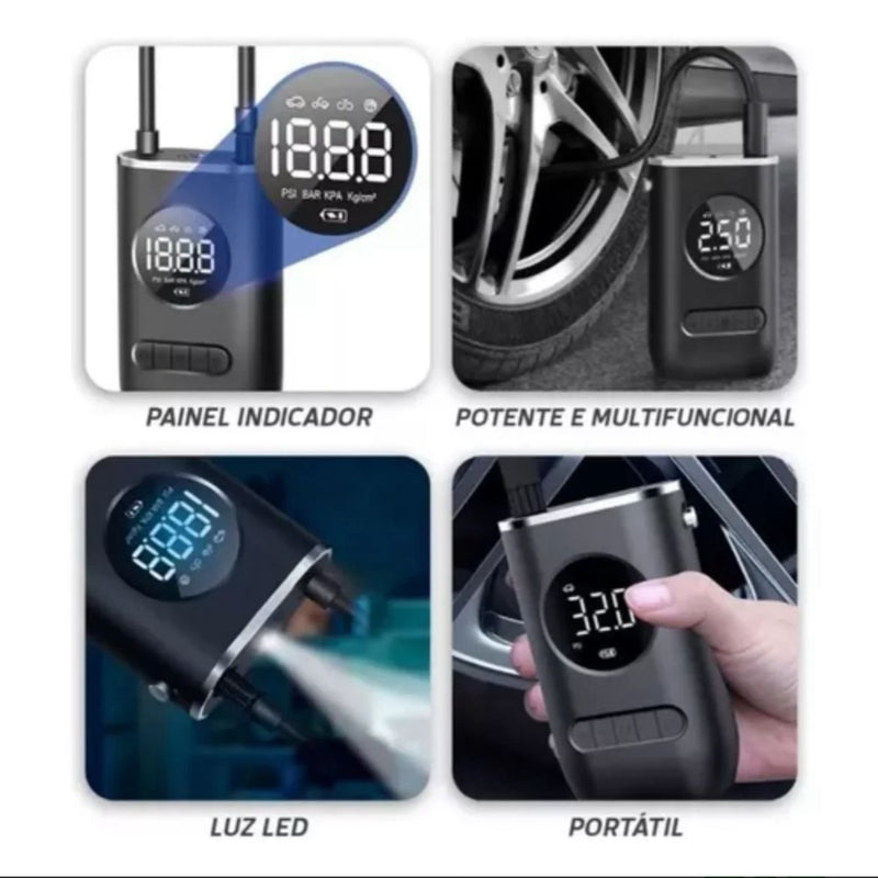 Mini Compressor Calibrador Ar Digital Portátil Trezzi Recarregável