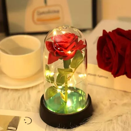 Luminária cúpula com Rosa- Versão bela e a fera presente perfeito para o natal